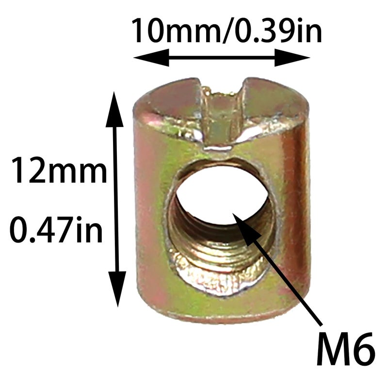 Bxian 15PCS Metric M6 Barrel Nuts Q235 Carbon Steel 10x12mm Cross Pin Hardware Replacement Slotted Fasteners for Joining Planks Kitchen Countertops Cabinet - Image 2